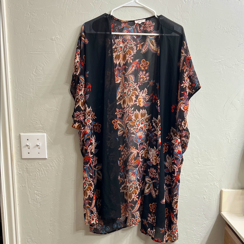 Maurices Black Floral Kimono